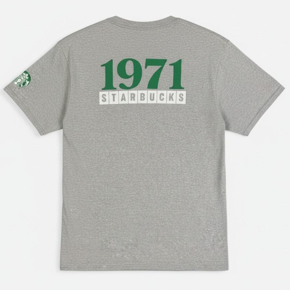 Starbucks Men's Medium 50 Years 1971 - 2021 Gray Graphic Print T Shirt Coffee